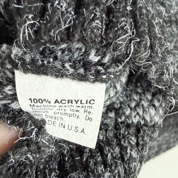 Vtg Grandpa Sweater Geometric Knit Black Gray 90s Le Tigre USA Made Retro Mens L - Picture 6 of 8